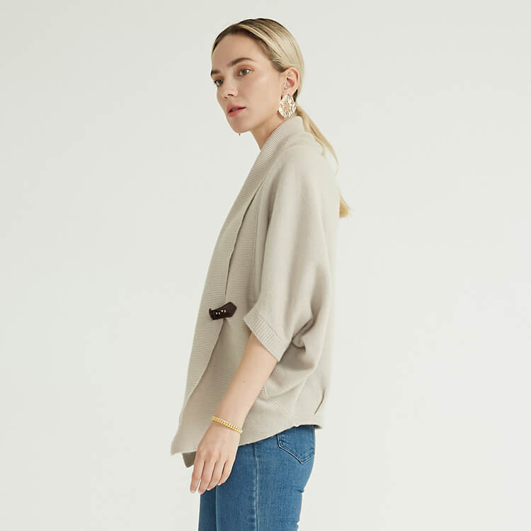 Hot Beige Fashion Knitted Pure Cape Casual Women's Cashmere Cardigan