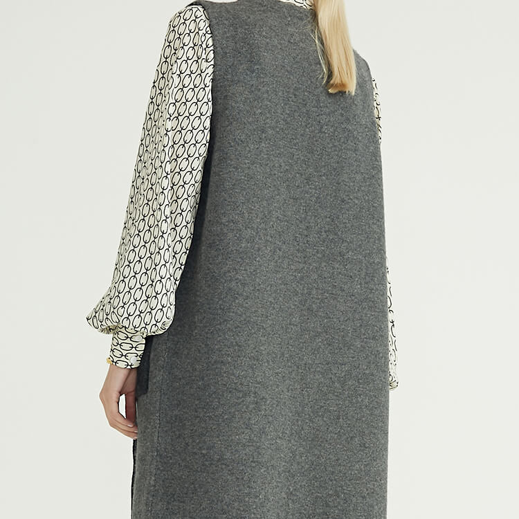 Custom Autumn Winter Pure Cashmere Grey Knitted Long Oversize Wool Cardigans