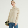 Beige Long Sleeve Turtle Neck High Collar Basic Pure Turtleneck Knitted Luxury 100 % Women Cashmere Sweater