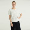 Spring And Summer White Half Sleeve Pinstripes Wool Sweater Pullover For Women