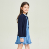 Blue Knitted Solid Button Girls\' Coat Cardigan