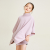 Pink Knitted Sleeveless Design Pullover High Neck Girls Sweater Cape