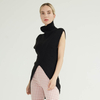 Black Sleeveless Solid Color Knitted Pullover Sweater Cashmere Jumper For Woman
