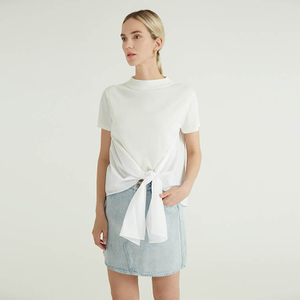 Minimal And Stylish Hem With Lace Up Design Wool Korean Sweaters For Women
