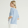 Round Neck Half Sleeve Light Blue Knit Woolen Sweaters For Women