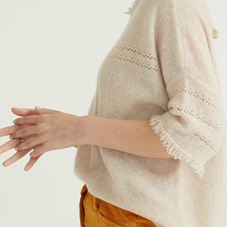 Simple knit camel temperament half sleeve oversized sweet women