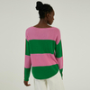 Custom 100% Cashmere Colorblock Stripe Intarsia Knitted Pullover Sweater