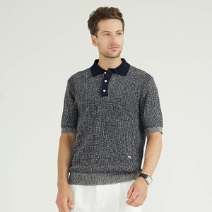 Custom High-end Wool Yak Blend Ribbed Knit Polo Shirts Golf Shirts