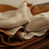 Custom Colorblock Design 100% Pure Cotton Link Knit Sofa Blanket