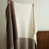 Custom Wool Blend Thick Grey White Beads Cable Knitted Throw Blanket