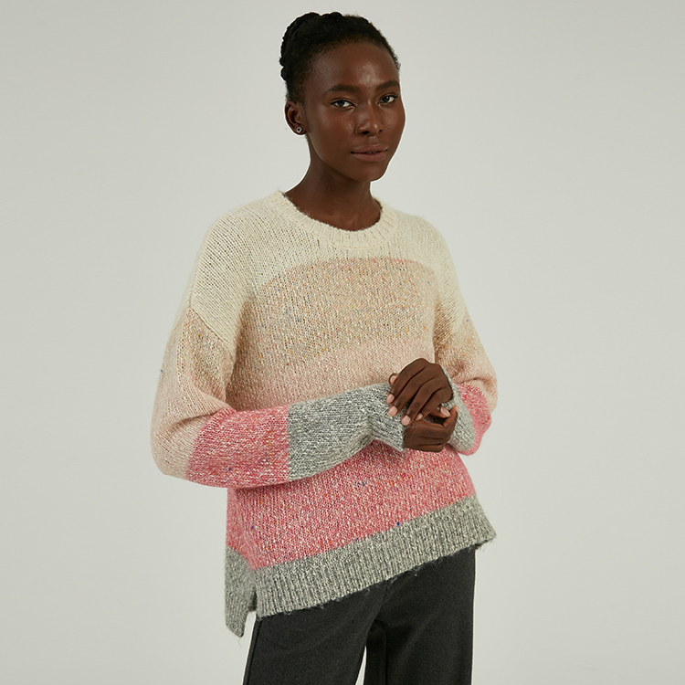 Custom Made Cotton Acrylic Blend Thick Stripe Knitted Sweater