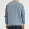 Custom Mens Cashmere Wool Blend Plaied Knitted Crewneck Pullover Sweater