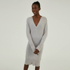 Customized Women 100% Cashmere Deep V-neck Long Sleeve Knit Midi Dress
