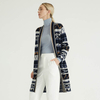 Autumn Winter Merino Wool Cashmere Lady's Cardigan Knitted Coat With Striped Design