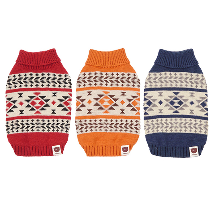 Personalized Puppier Dog Xmas Knitted Jacquard Sweater Coat Turtleneck Ugly Christmas Sweater 