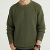Green Long Sleeved Classic Design Knitted Cardigan Sweater For Men