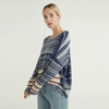 Striped Print Stitching Simple And Comfortable Knitted Pullover Women