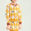 Girl's diamond plaid design knitted suit skirt