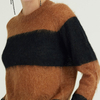 Mohair Knitted Long Sleeve Crew Neck Stripe Tops Women's Knitted Oversized Sweaters Women