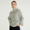 Half Turtleneck Fringed Minimalist Design Knitted Pullover Woman's Sweater