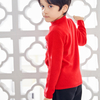 Middle Neck Hem Long Sleeve Red Elk Pattern Decoration Boys Pullover Sweater