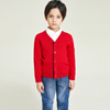 Classic Style Long Sleeve V-neck Knitted Red Button Boys Cardigan