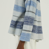 Cashmere Wool Blend Heavy Gauge Reverse Jersey Striped Knit Pullover Sweater