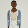 Custom 100% Cotton Button Up Cropped Tweed Knitted Cardigan jacket For Women