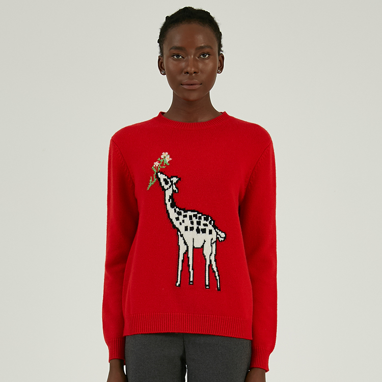 Personalized Wool blend Jacquard Knit Jumper For Women
