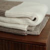 Custom Wool Blend Thick Grey White Beads Cable Knitted Throw Blanket