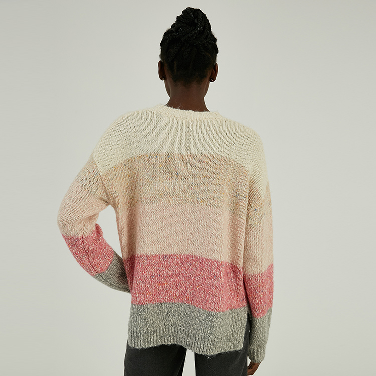 Custom Made Cotton Acrylic Blend Thick Stripe Knitted Sweater