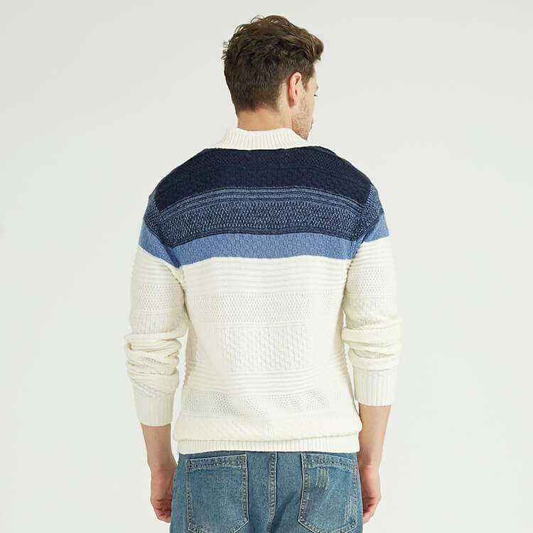 Mens 100% Cashmere Fancy knitted V neck Long Sleeves Pullover With Colour Block