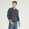 Custom Men's 100% Cotton Vintage Navy White Striped Crew Neck Sweater