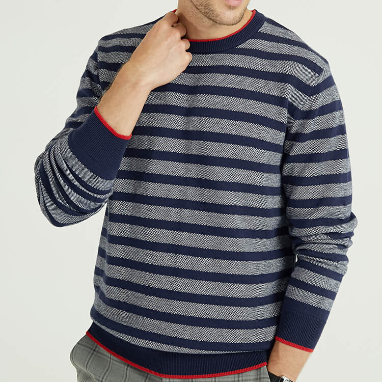 Personalized Mens Round Neck 100% Acrylic Stripping Pullvoer Jumpers