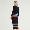 Autumn Winter Pure Cashmere Round Neck Bell Cuff Cardigan Skirt Knitting Needles Women Knit Set