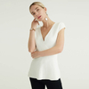 Classic White Crossover Design Vest Woolen Sweater For Women