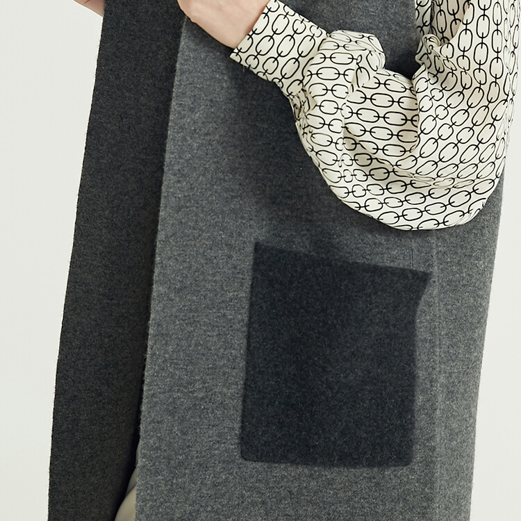 Custom Autumn Winter Pure Cashmere Grey Knitted Long Oversize Wool Cardigans