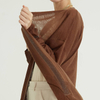 Acrylic Linen Brown Bold Silver Custom Knit Medium Length Breathable Knitted Cardigan