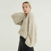 Fashion Solid Color Mid-neck Simple Advanced Cotton Pullover For Women