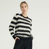 Long Sleeve Round Neck Crew Neck Casual Women's Knitted Custom Striped Mohair Sweater 