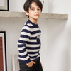 Striped Knit Squirrel Embellished Long Sleeve Pullover Boys Sweater