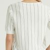 Spring And Summer White Half Sleeve Pinstripes Wool Sweater Pullover For Women