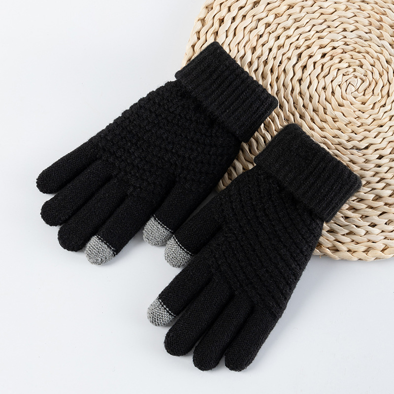 Classic Knitting Style Multi Color Optional Contact Gloves