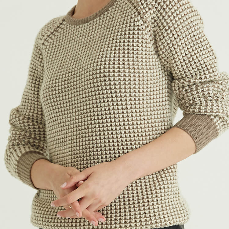 Round Neck Long Sleeve Jacquard Simple Cotton Export Women Oversized Swater