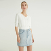 White Hollow Pattern Design Women's V-neck Pullover Sweater For Women