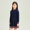 Medium Neck Knitting Stitching Stripe Decorative Design Girls\' Dress