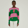 Custom 100% Cashmere Colorblock Stripe Intarsia Knitted Pullover Sweater