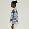 Cashmere Wool Blend Heavy Gauge Reverse Jersey Striped Knit Pullover Sweater