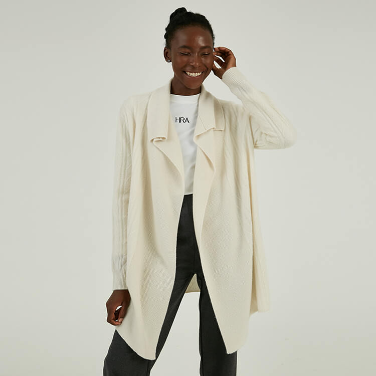 Custom Winter Luxury 100% Cashmere Long Knitting Cardigan Overcoat
