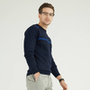 Custom Made Mens Wool Blend Navy Intarsia Round Neck Knitted Pullover Jumpers